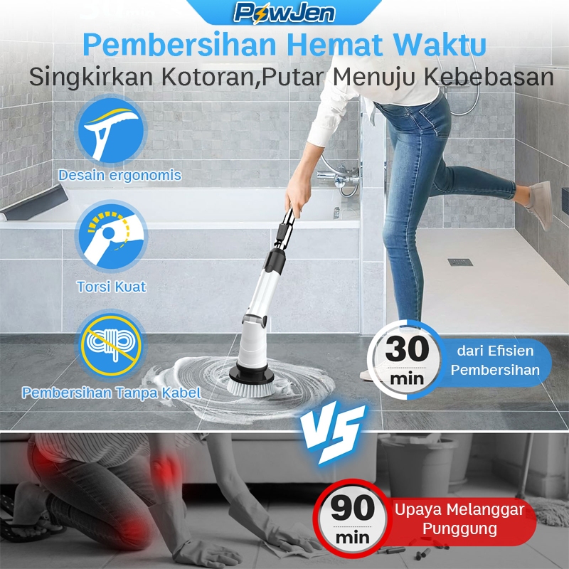 Innopower 8 Kepala Sikat Elektrik Spin Scrubber Sikat Pembersih Listrik Buat Toilet Cuci Karpet Sofa
