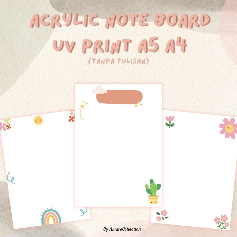 

Amare Collection - Acrylic Note Board Aesthetic Cute acrylic planner uv print a5 a4 akrilik planner weekly monthly papan tulis lucu