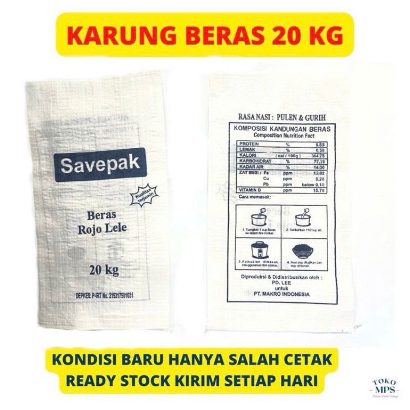 Karung Beras 20Kg SALAH CETAK min 15 lembar bonus biji tanaman