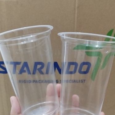 Mega Gelas Cup Plastik Datar 16oz Starindo Tebal 7gram  Datar 16 oz 7 gr