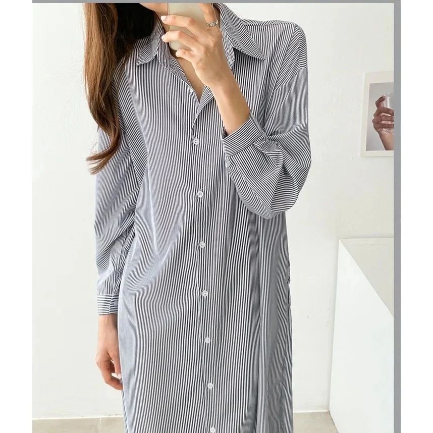 Pakaian Gamis Wanita ALYA MIDI DRESS Bahan Katun Salur Baju Gamis Wanita Muslim Remaja Kekinian Vira