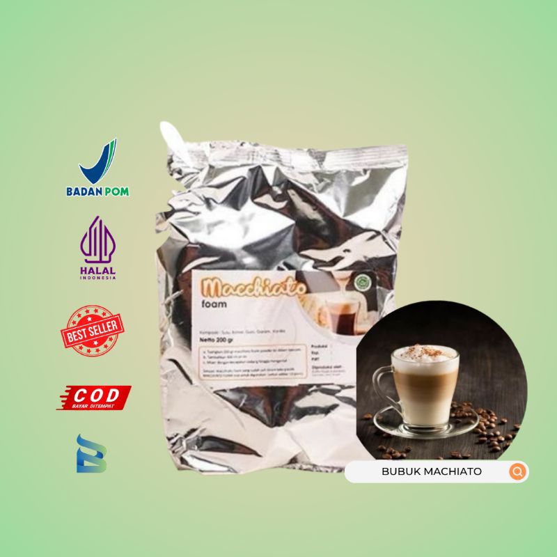 

Machiato Powder Foam 200gr / Topping machiato, cocok untuk topping minuman dingin maupun hangat. BSS POWDER