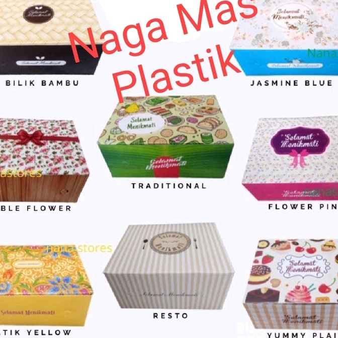 

FG2 Dus Kue Box Snack Ukuran 12x12 12x14 12x16 motif Per 1pak isi 1 lbr