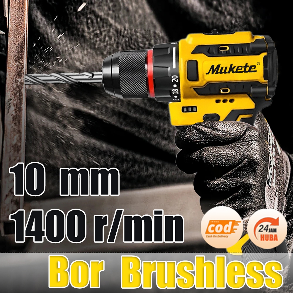 Mukete 18V bor cordless bor impact baterai mesin bor baterai bor elektrik Bor bater bor baterai cas 
