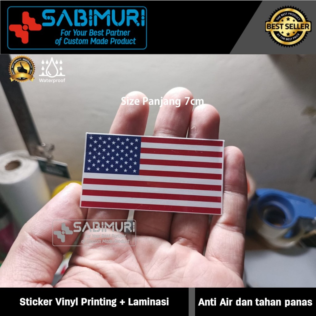 

Sticker Vinyl - bendera Amerika USA