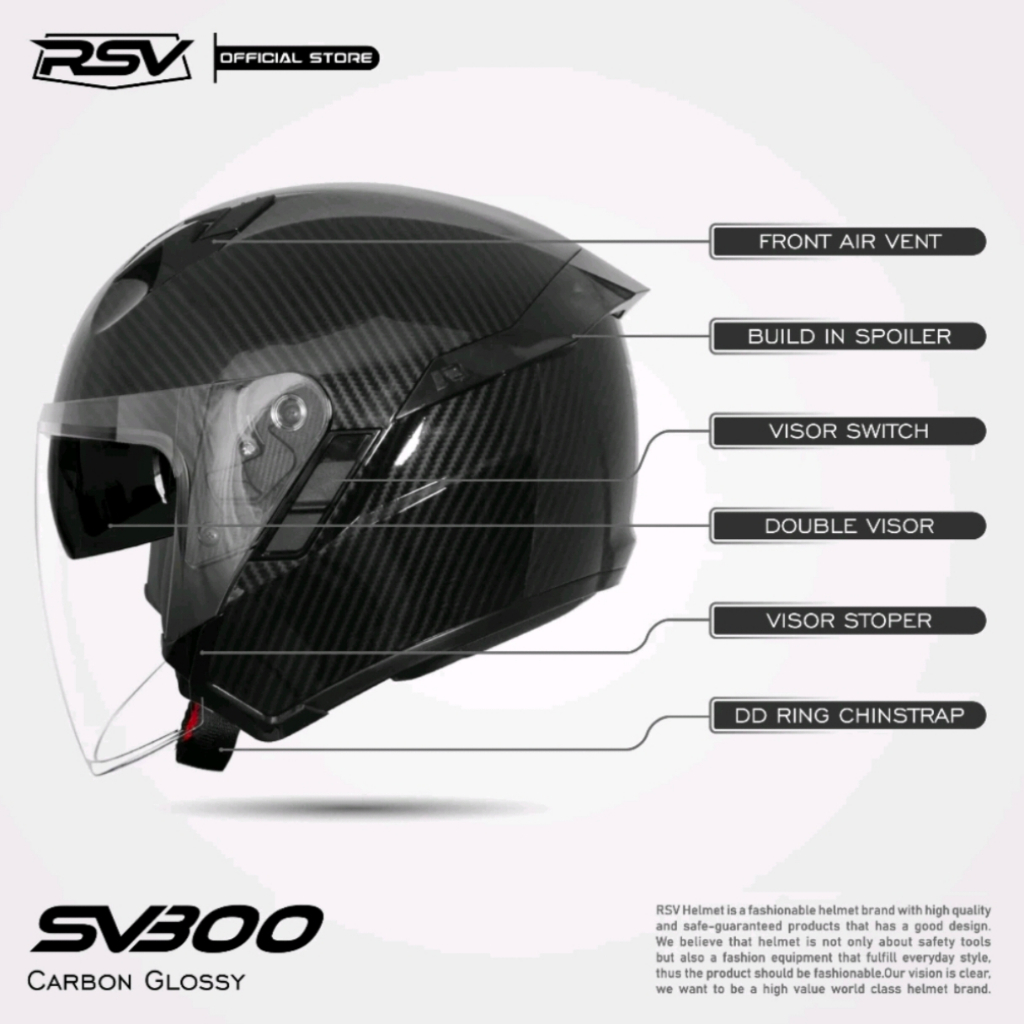 HELM RSV SV300 MOTIF CARBON GLOSSY | HELM HALF FACE