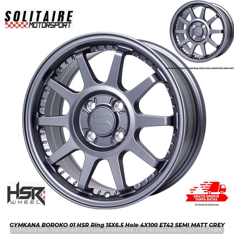 pelek hsr type GYMKANA BOROKO 01 HSR R15X6.5.buat mobil pcd 4x100 single pcd