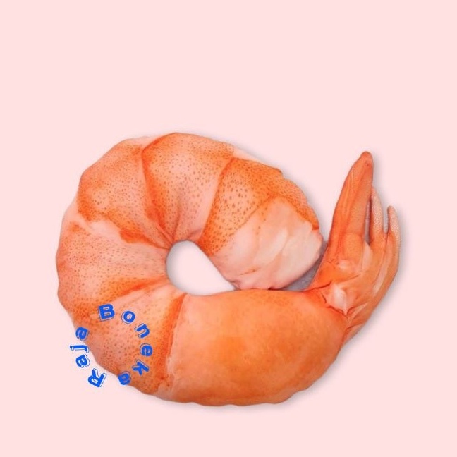 KF7 Bantal Leher 3D Udang Terong U Berbentuk Bantal Boneka Leher Mewah Travel