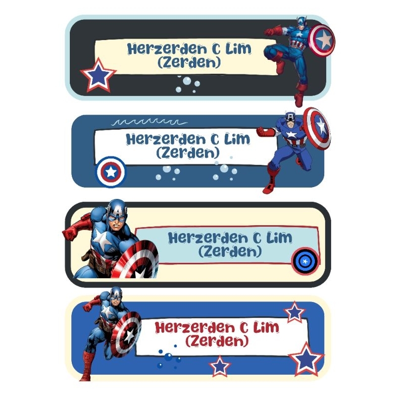 

TERMURAH DAPAT 80PC!!! CAPTAIN AMERICA. LABEL STICKER NAMA