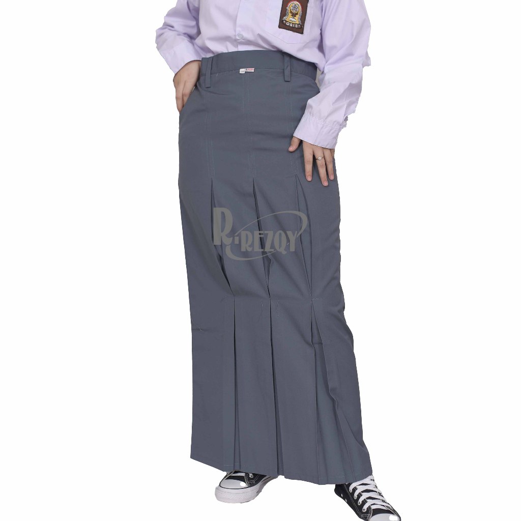 R Rezqy - Rok Sma Panjang Span Lipatan 3 Seragam Sekolah Sma Abu - Abu