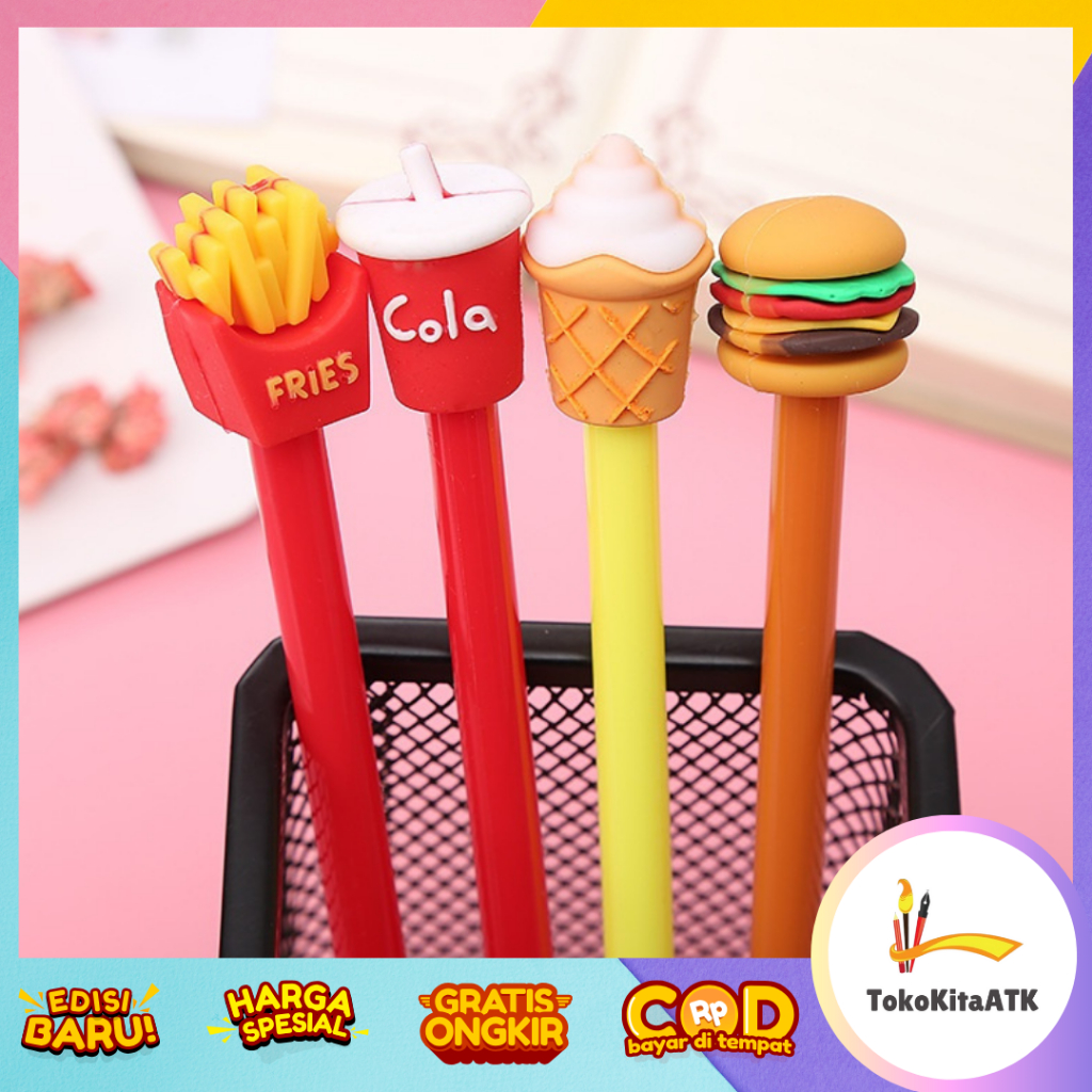 

Pena Lucu Pulpen Gel Soda Burger Kentang Ice Cream