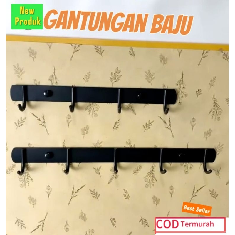 Kapstok Gantungan Baju Dinding Stainless Hitam Gantungan Hook GantunganHanduk