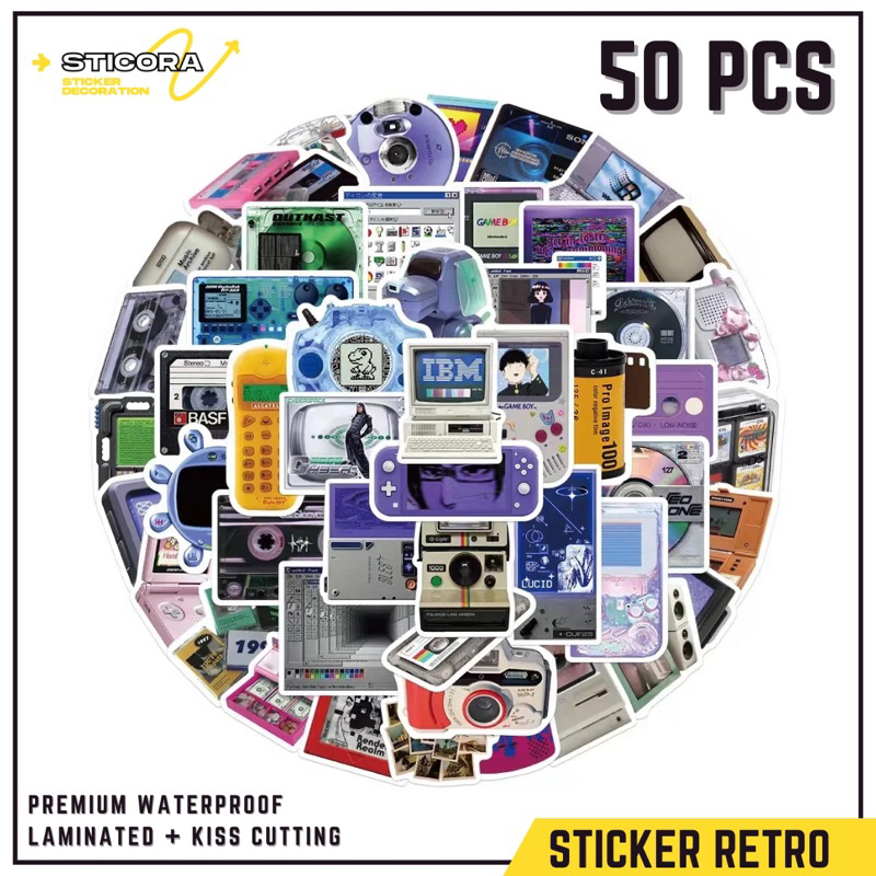 

[50 Pcs] Stiker Pack Retro Electronics Aesthetic Vinyl Waterproof Laminated Dekorasi Laptop Handphone Thumblr