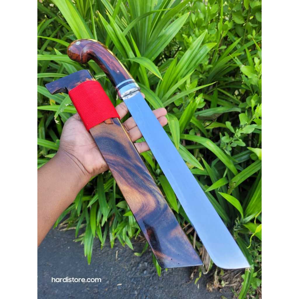 Pisau Sembelih 29,5 cm Baja Per Delman Mirror Polish Warangka Full Kayu Sonokeling