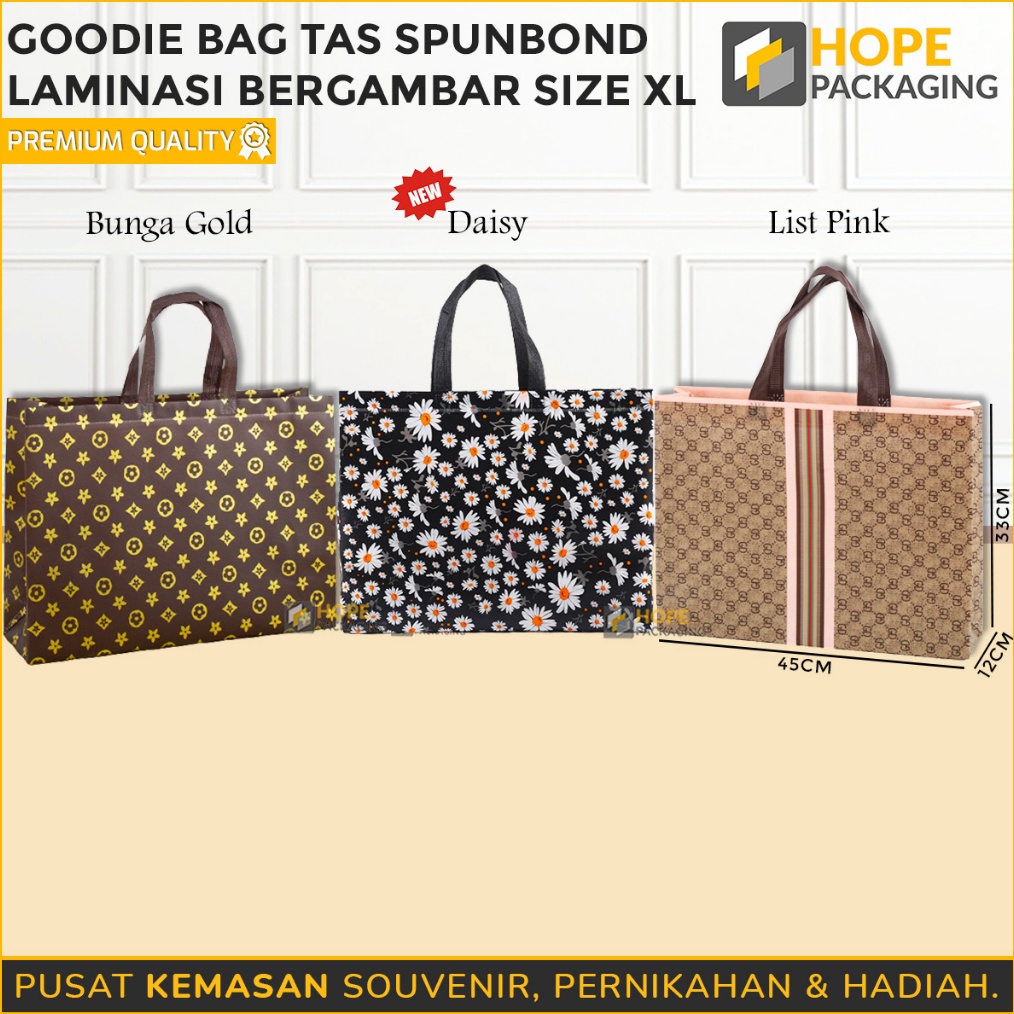 

FANTASTIS Tas Spunbond Laminasi Mix Motif Size XL 45x12x33cm Premium Goodie Bag Souvenir Kantong Hadiah Tas Belanja Kantong Hampers Besar Totebag Shopping Bag