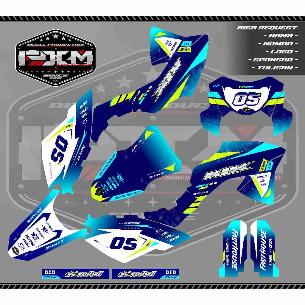 DECAL KLX BF TOSCA BIRU DAN STABILO FULLBODY KEREN (FULLCUSTOM / FULL DESAIN)