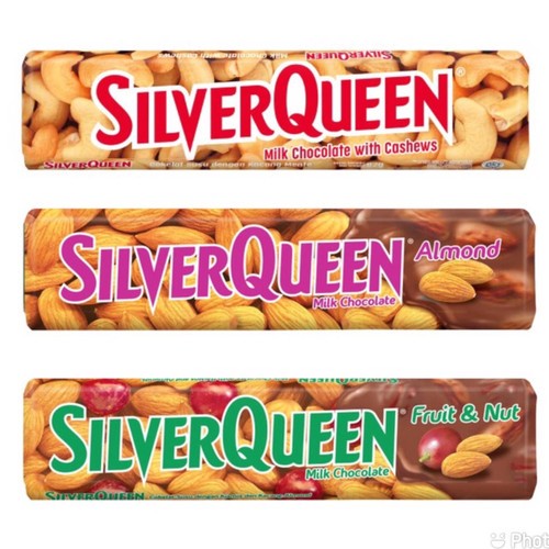 

Coklat / Cokelat / Chocolate Bar Silver Queen Classic Cashew, Almond, Fruit & Nut, Crispy, White Choco, Dark Choco, Green Tea Matcha, Yoghurt 58 Gram, Chunky Cashew, Almond, Dark Choco and Orange, Dark Choco 95 Gram