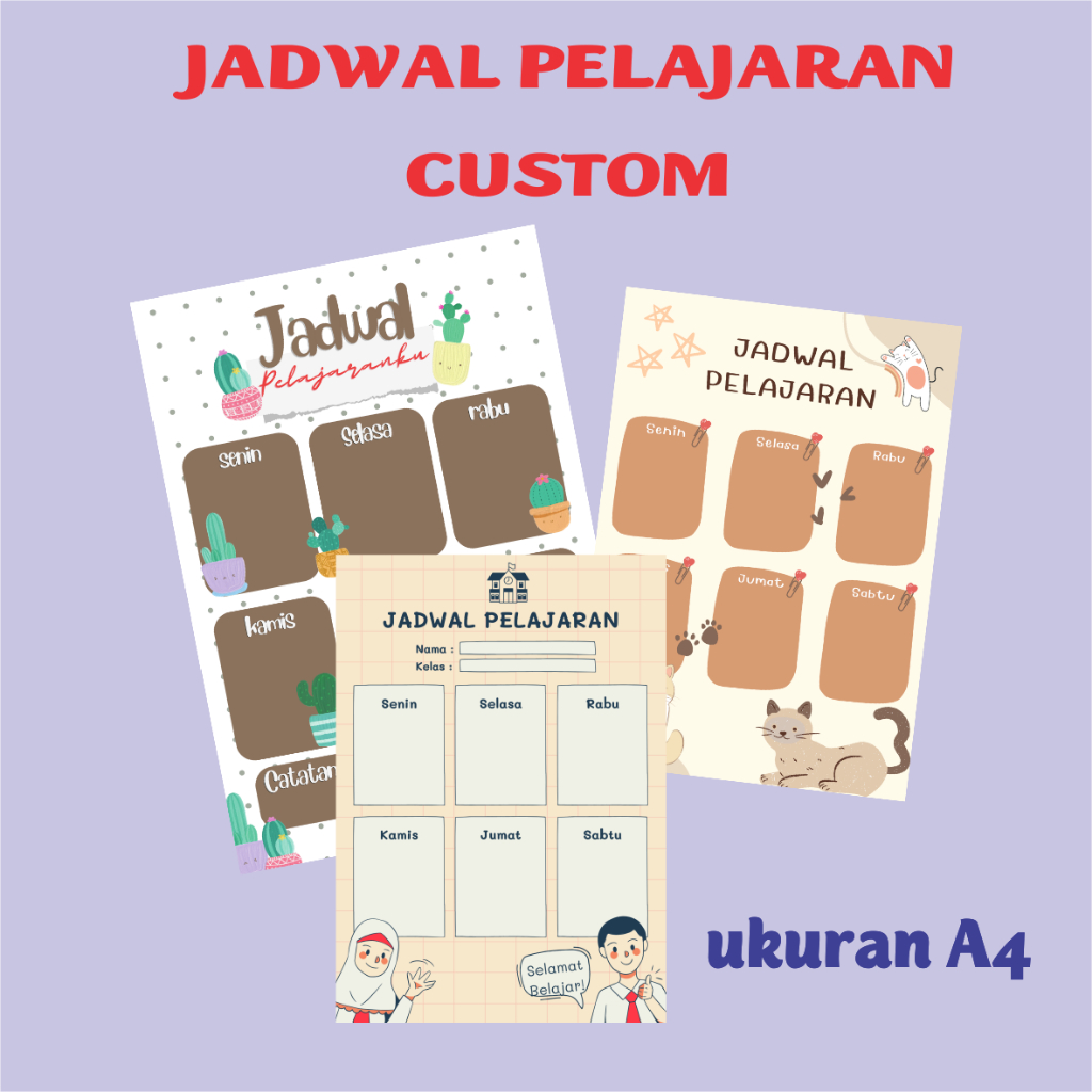 

JADWAL PELAJARAN CUSTOM UKURAN A4