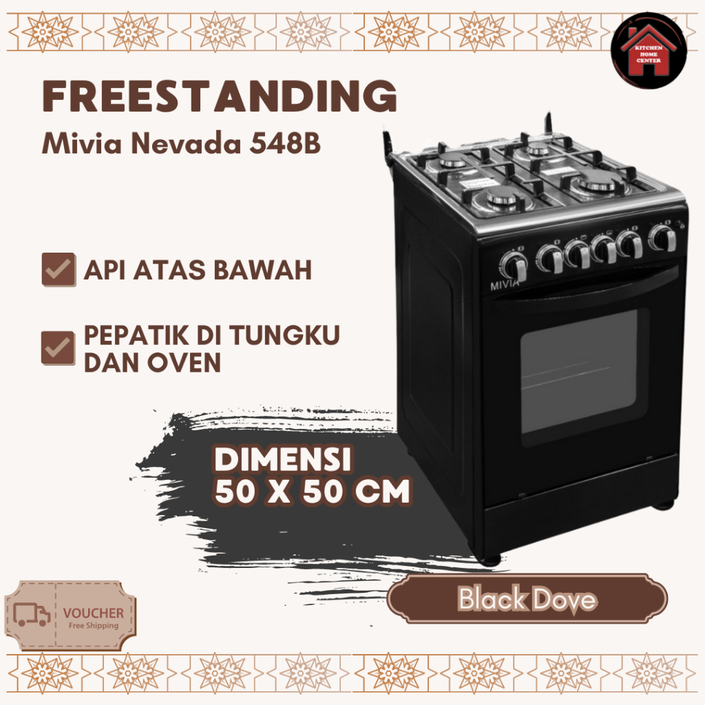 Diamante Kompor Gas Freestanding Mivia Nevada 548B Garansi Resmi
