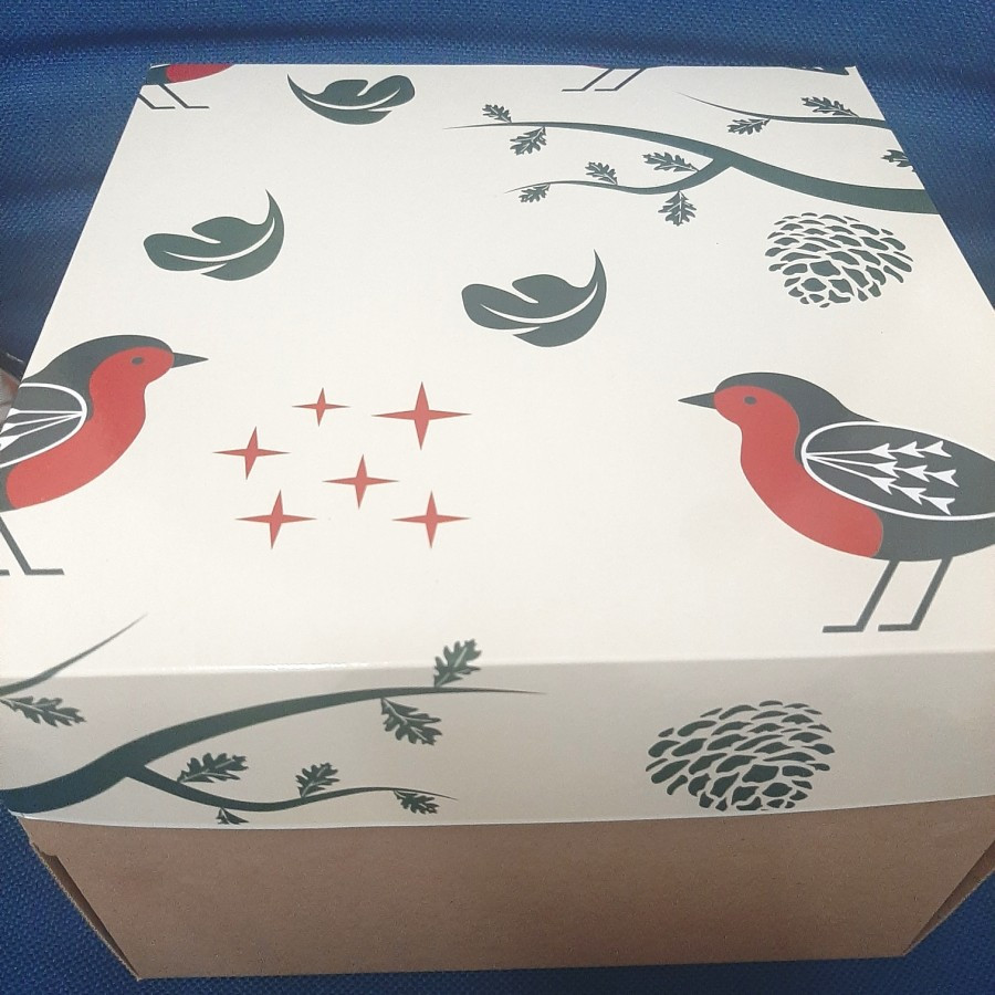 

(3 pcs)box packaging cake tart dus cake bird kardus parcel hampers motif burung 25x25cm