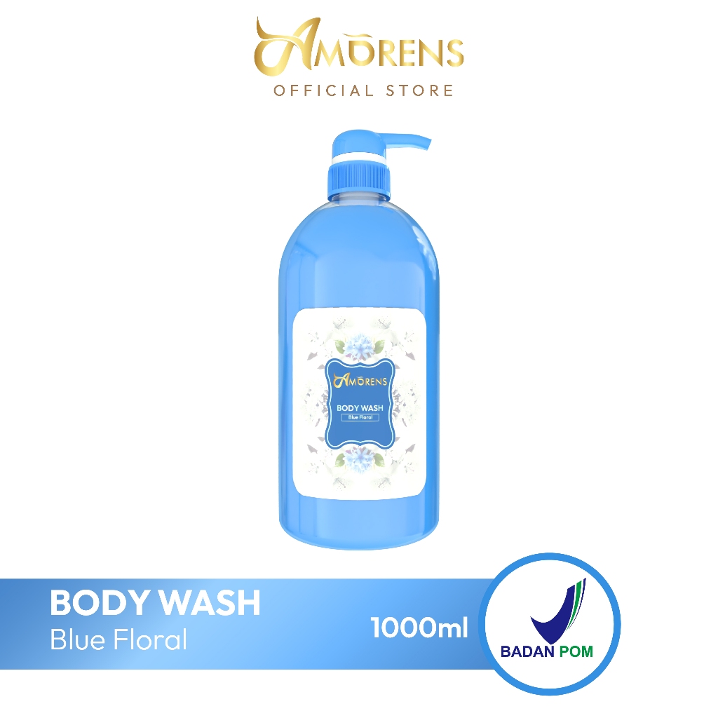 AMORENS Body Wash 1000ml / Sabun Mandi - Aroma Blue Floral [1 Liter]