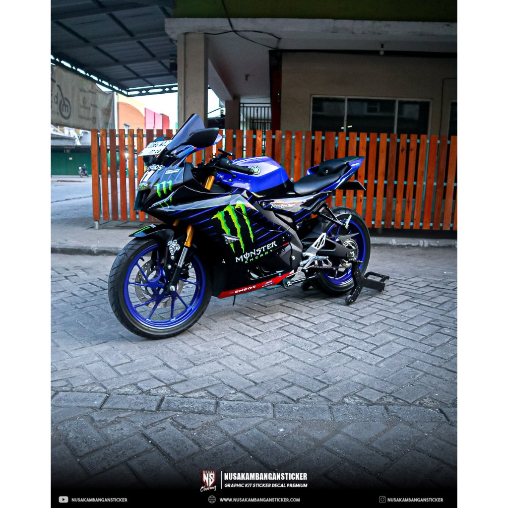 Stiker Motor Yamaha R15 V4 Biru Hitam Full body
