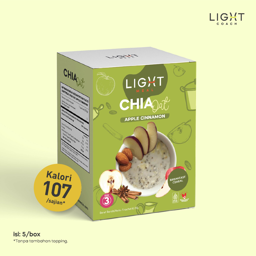 

LIGHTCOACH - Chia Oat Apple Cinnamon | Oatmeal Diet | Instan | Dengan Buah Asli