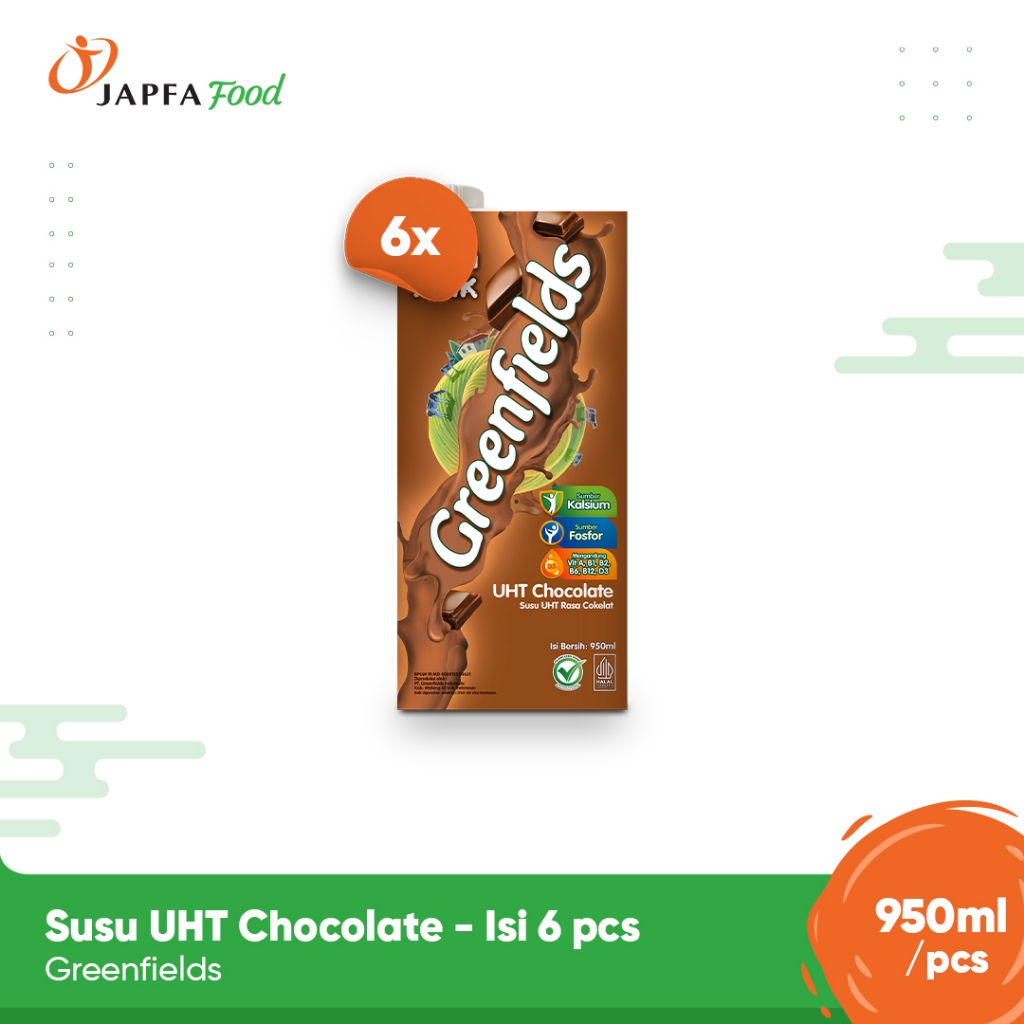 

Susu Greenfields UHT Chocolate 950ml - Isi 6 pcs - 100% Fresh Milk dari Greenfields Farm