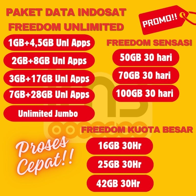 (MURAH) PAKET DATA IM3 INDOSAT FREEDOM UNLIMITED FREEDOM SENSASI