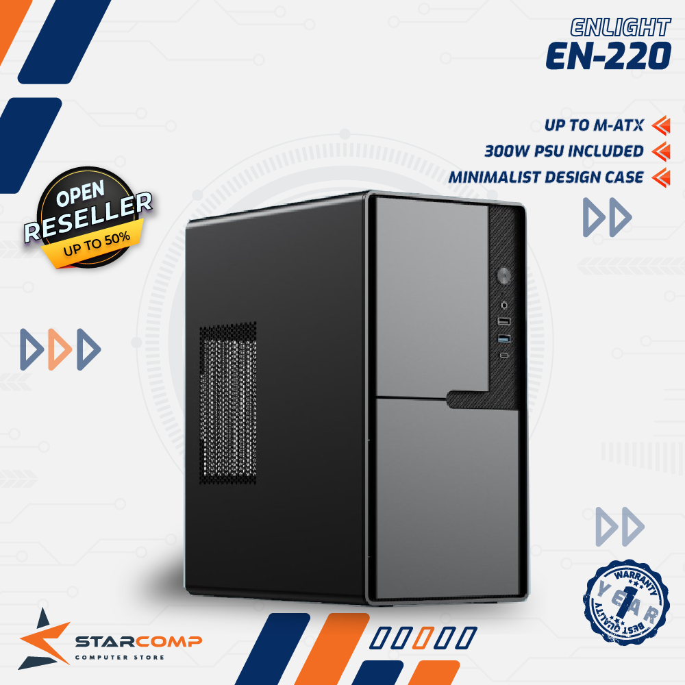 ENLIGHT EN-220 Case M-ATX PSU 300W Mid Slim USB3.0 Casing EN220