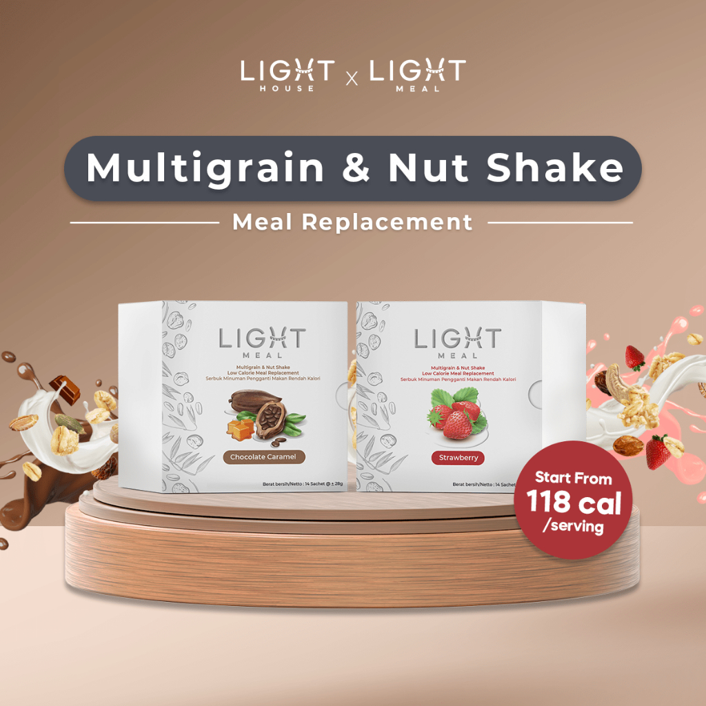 

MULTIGRAIN & NUT SHAKE MEAL REPLACEMENT DIET CEREAL PENGGANTI MAKAN RENDAH KALORI