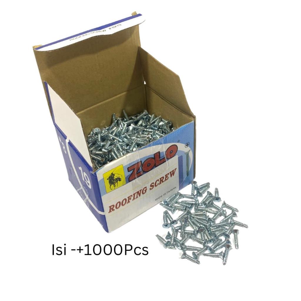 Baut Roofing Baja Ringan 8 x 19 Zolo isi 1000pcs