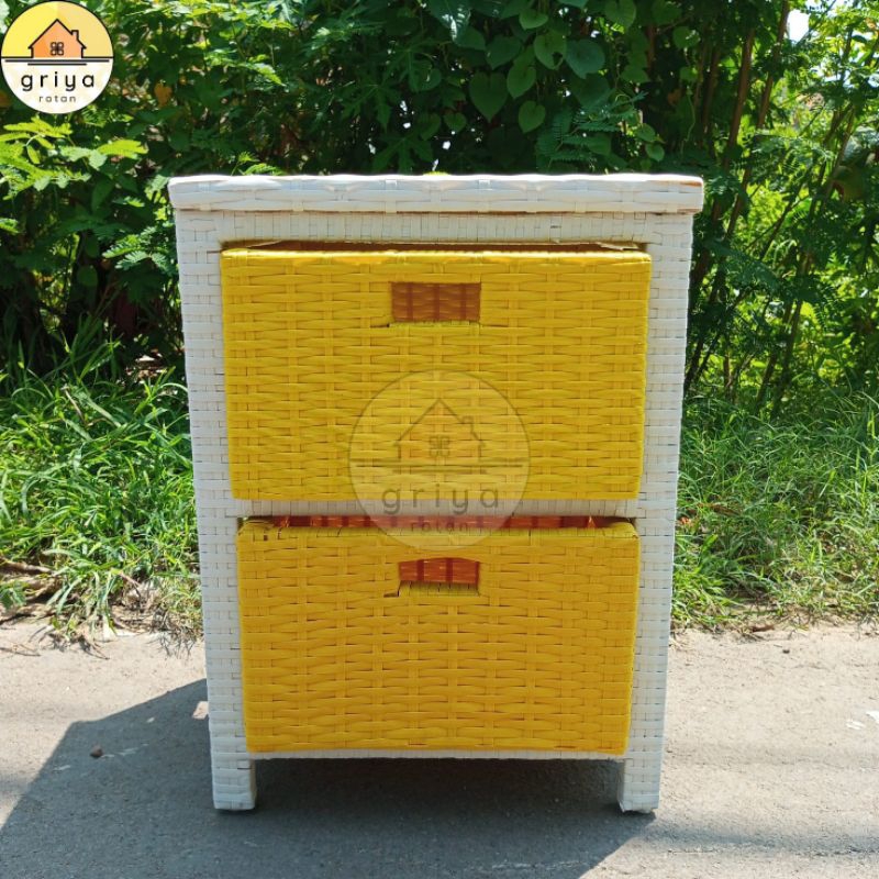 RB Lemari Laci Rotan Sintetis 2 Susun Rak Serbaguna Murah