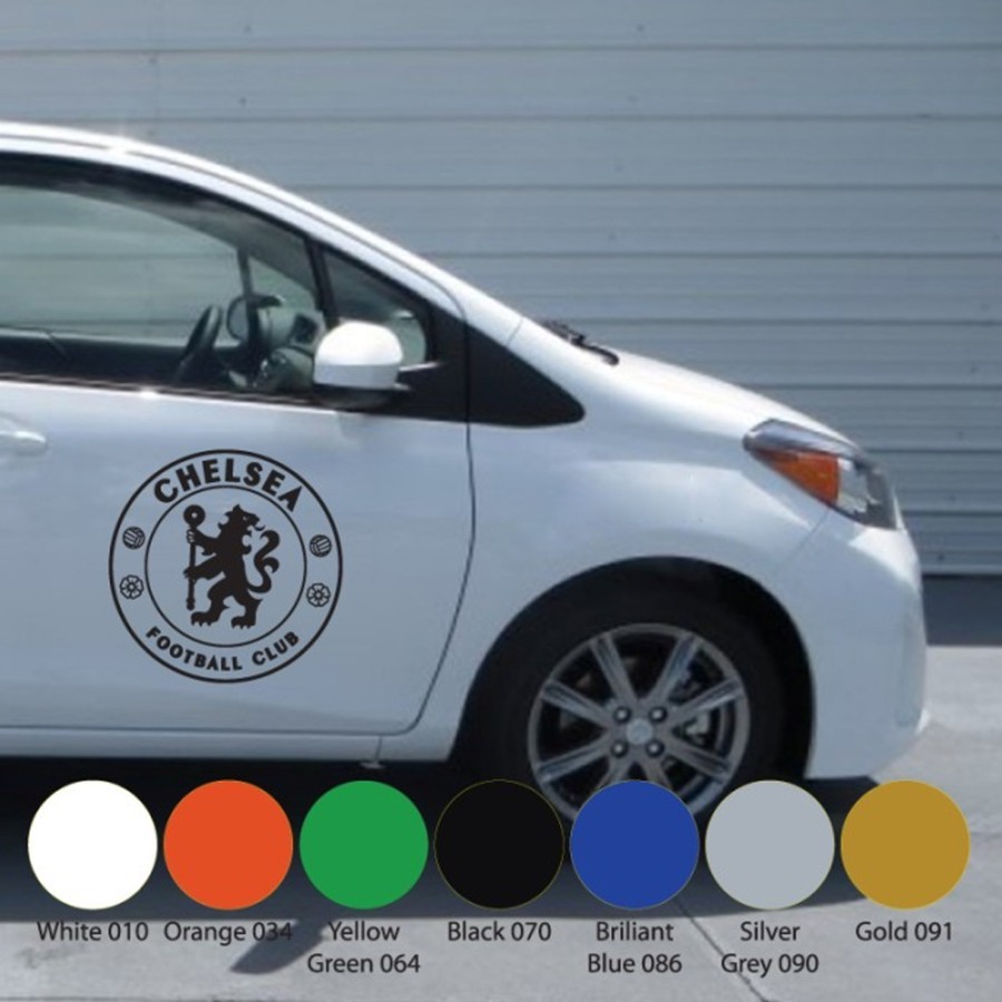 Cutting Sticker Pintu Mobil Chelsea Logo Sepak Bola Stiker Mobil Keren