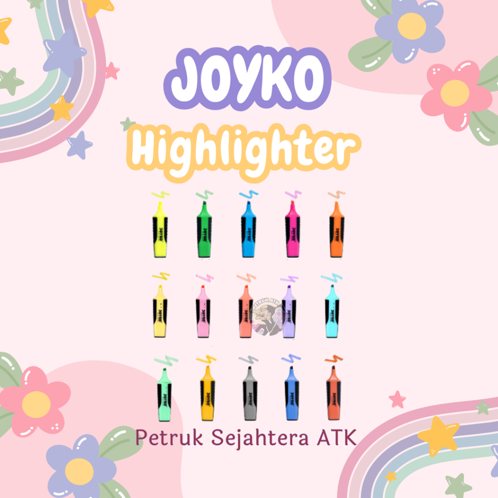 

[PCS] HIGHLIGHTER JOYKO HL-1 YELLOW / HL-2 GREEN / HL-3 BLUE / HL-4 MAGENTA / HL-5 ORANGE / HL-6 P.YELLOW / HL-7 P.PINK / HL-8 P.ORANGE / HL-9 P.PURPLE / HL-10 P.TURQUOISE