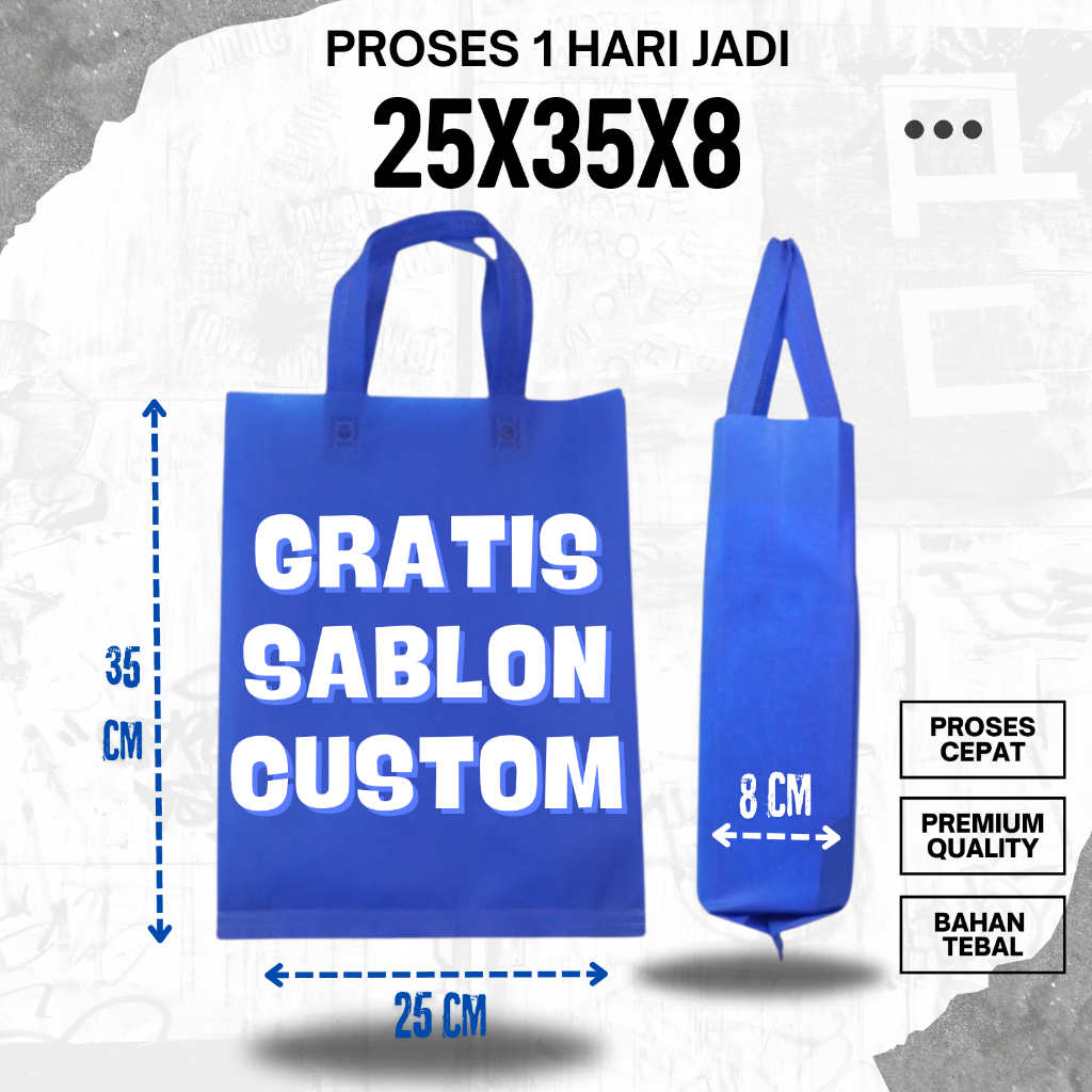 

TAS SPUNBOND tali SABLON CUSTOM 25X35X8/ Tas Goodie Bag custom / TAS SOUVENIR GOODIE BAG / Souvenir Wedding Syukuran, Khitanan, Syukuran, Sembako