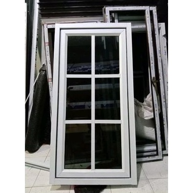 Kusen dan jendela aluminium 1 set inkalum uk L.60xT.150 + Ornamen include packing kayu