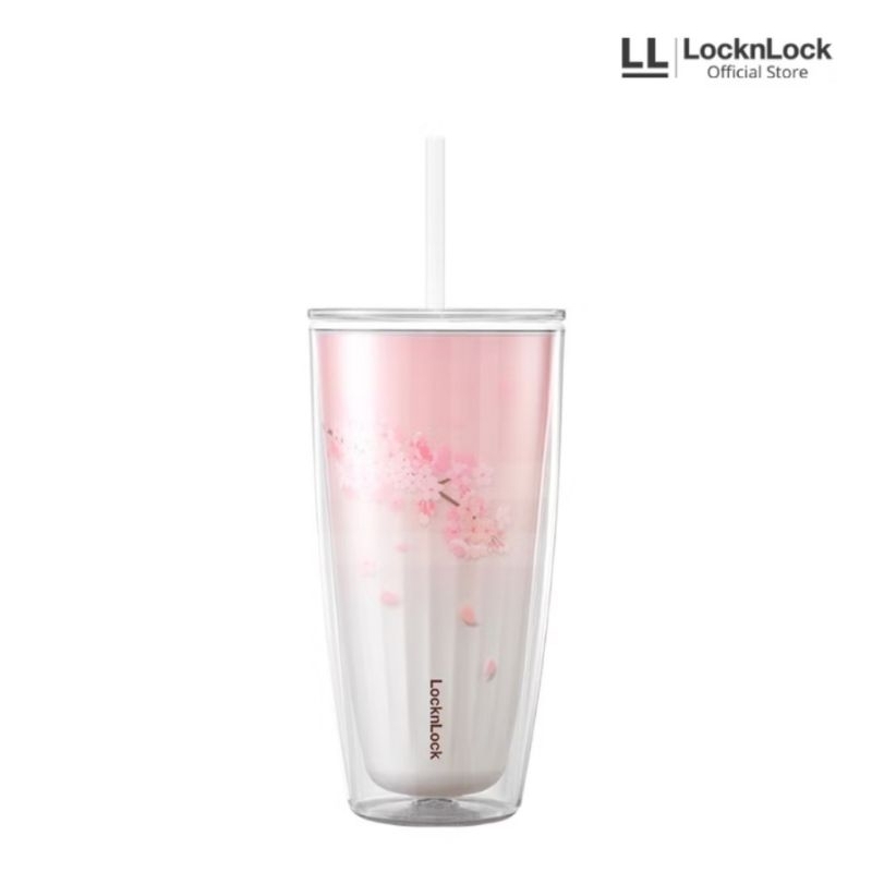 Botol Minum Tumbler Gelas Original Lock and Lock Cherry Blossom