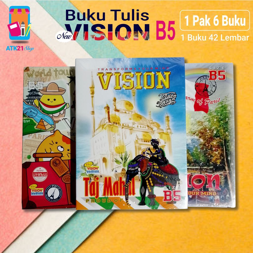 

Vision - Buku Tulis Sekolah dan Kuliah 42 Lembar Pack Isi 6pcs Part 3/ Buku tulis Vision Isi 42