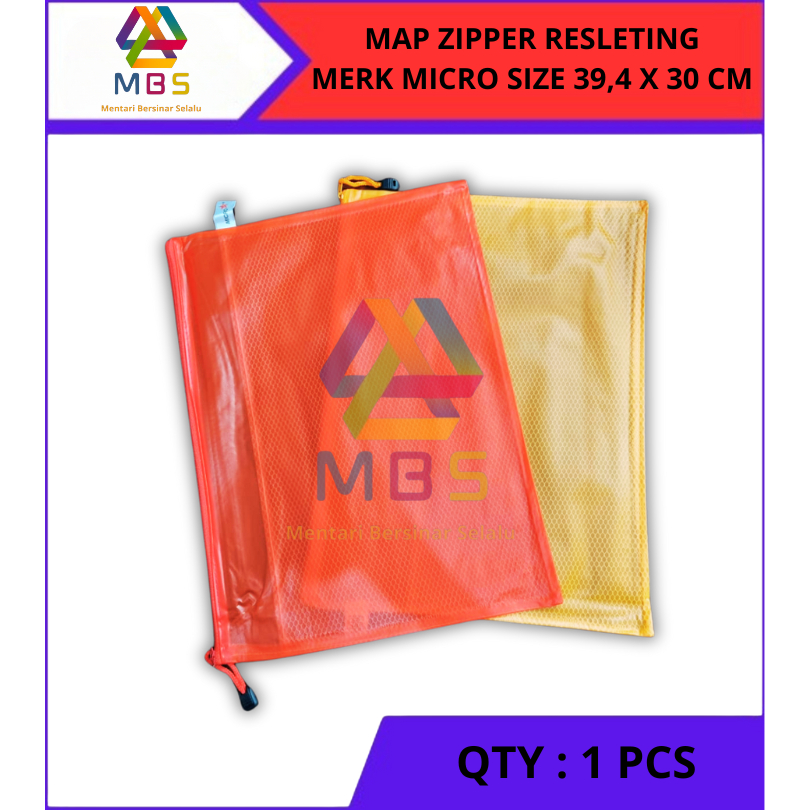 

MAP ZIPPER DOFF TRANSPARAN MERK MICRO SIZE 39,4 X 30 CM MAP PLASTIK RESLETING JARING DOKUMEN