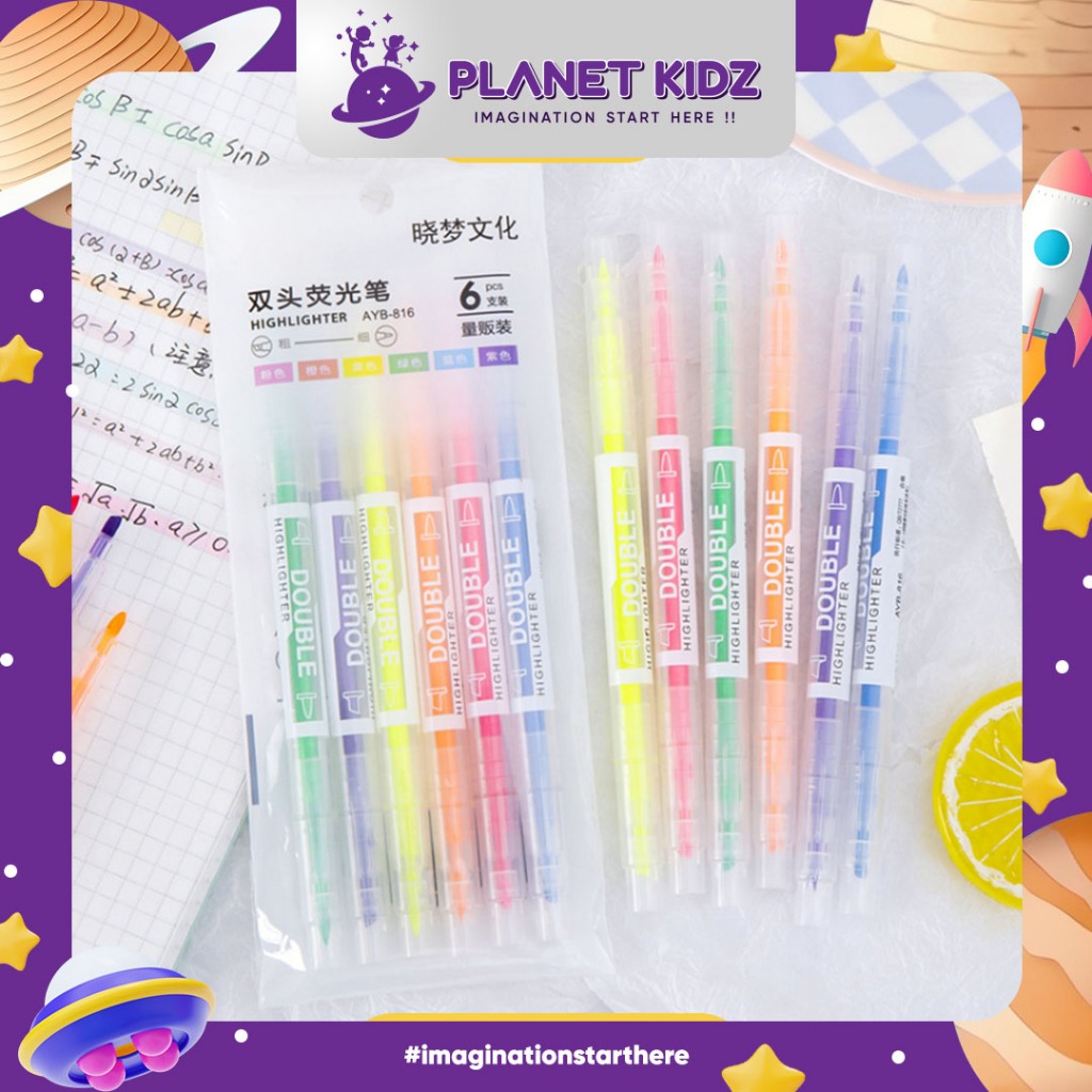 

PLANETKIDZ ATK03 Stabilo Set Warna Warni Highlighter 6 Pcs Candy Colour Spidol Tulis Menggambar Anak Alat Tulis Kantor