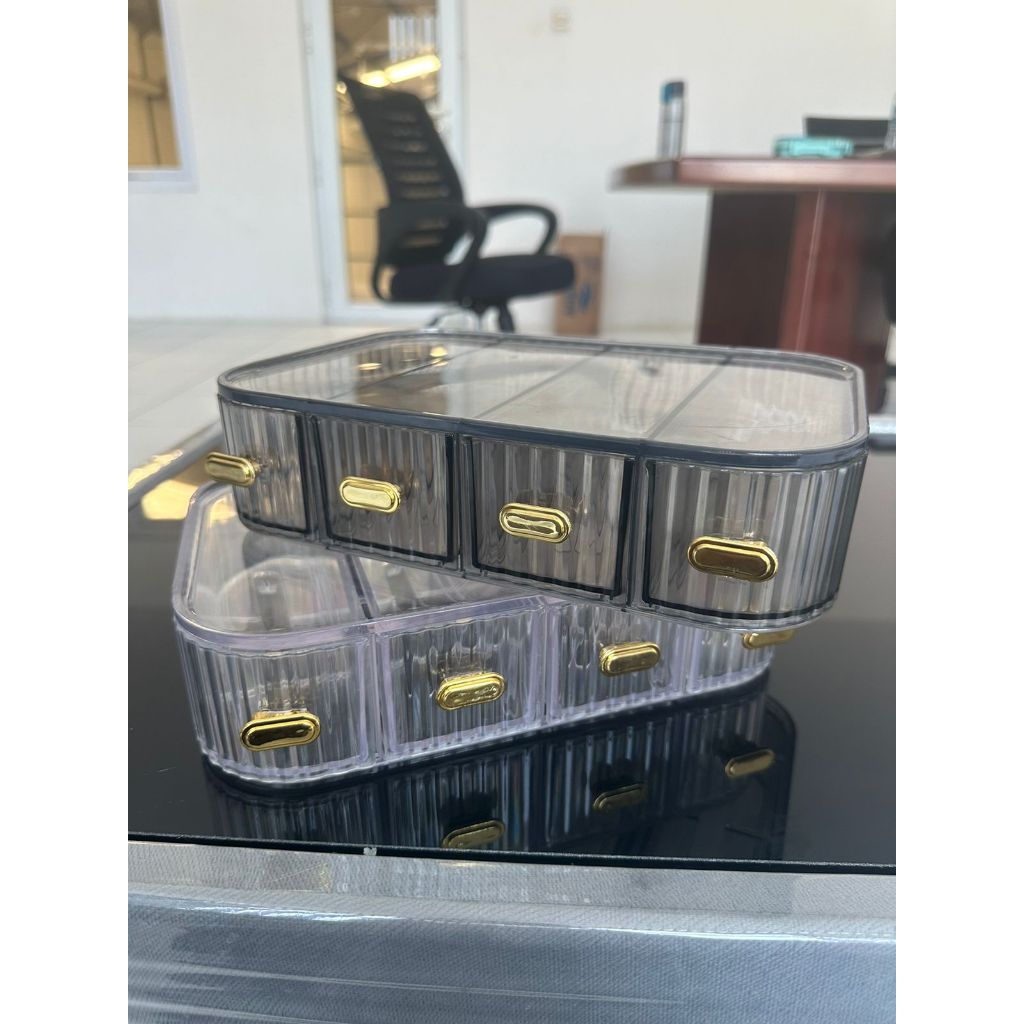 Rak Crystal Rak Meja Serbaguna 4 Laci Susun Wadah Penyimpanan Barang Make Up Rak Kosmetik Tempat Kar
