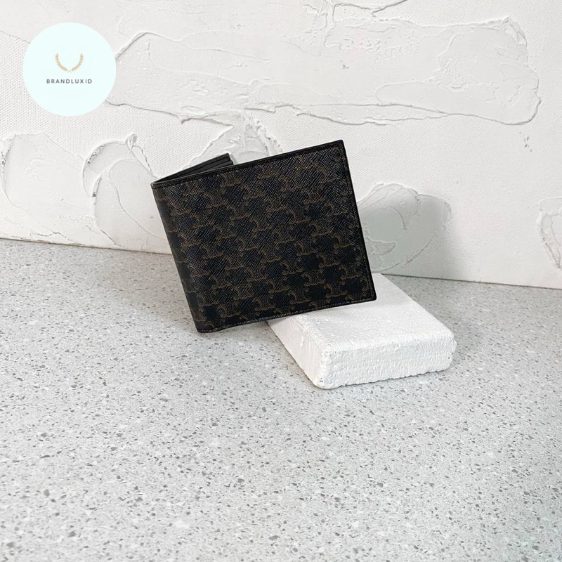 Celine triomphe bifold wallet with coin purse in black