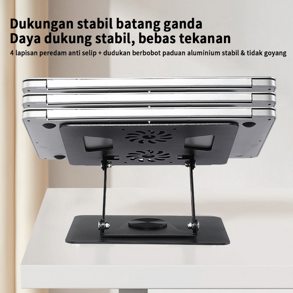 Dudukan Laptop Portabel Dudukan Laptop Desktop Aluminium 360 Yang Dapat Diputar Dengan Kipas