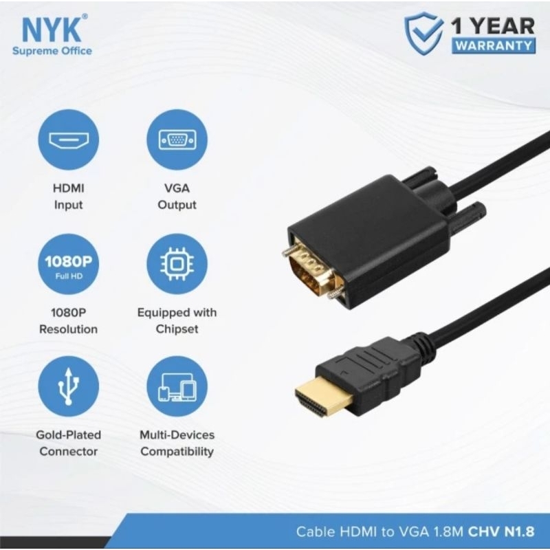 KABEL HDMI TO VGA PANJANG 1.8M NYK