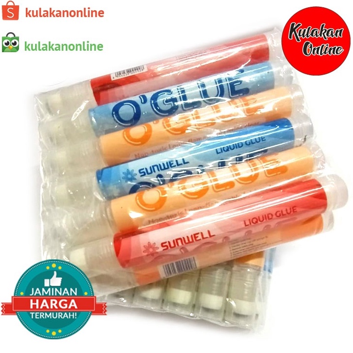 

LEM KERTAS SUNWELL OGLUE Lem Cair Water Glue OGlue 1 pak isi 12 Pcs KODE T8V3