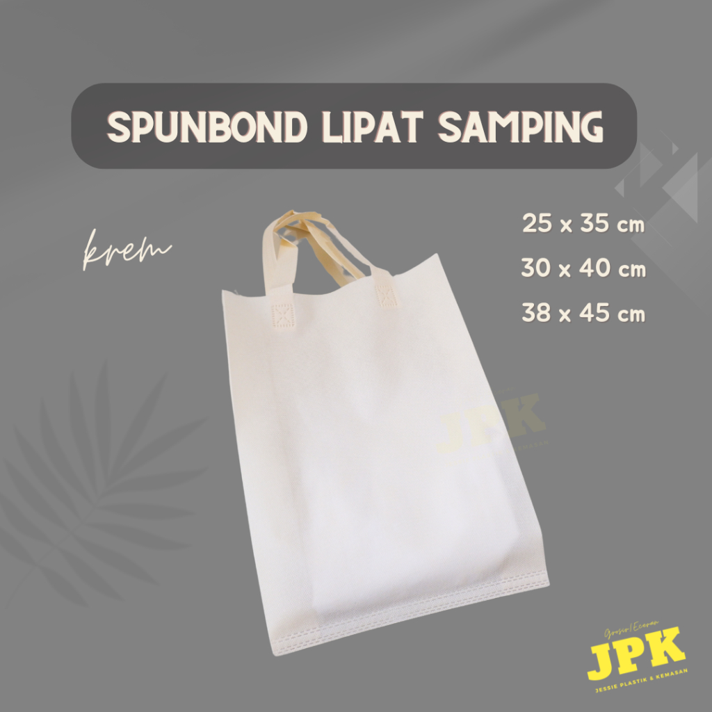 

tas spunbond lipat samping KREM / CREAM - 25x35 / 30x40 / 38x45 cm @12 pcs