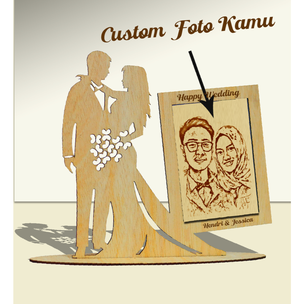 Bingkai Foto Kayu Pernikahan Custom Foto