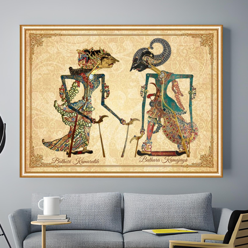 Poster Wayang Bathara Kamajaya Dan Bathari Kamaratih Hiasan Dinding Bahan MDF
