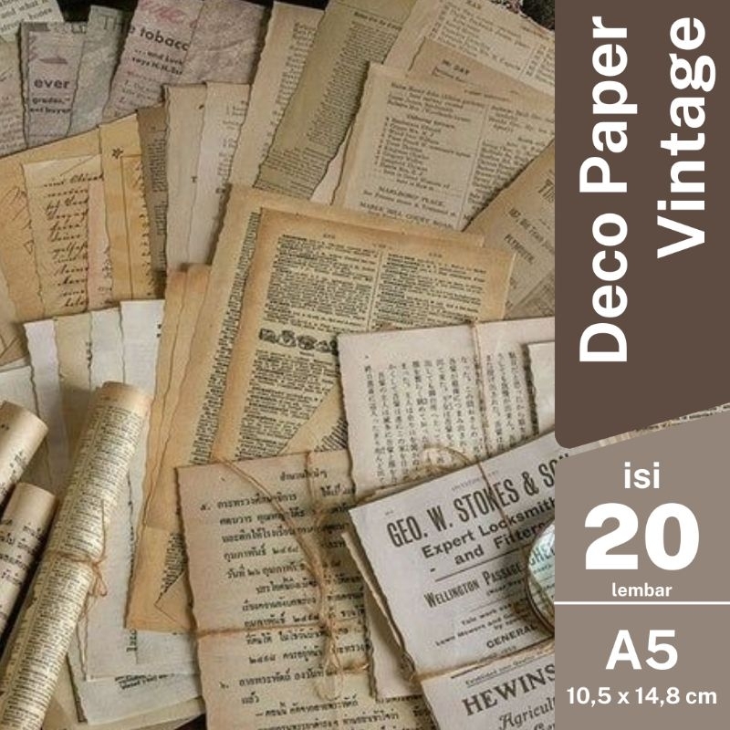 A5 Deco Paper Vintage / Kertas Kliping Scrapbook Aesthetic
